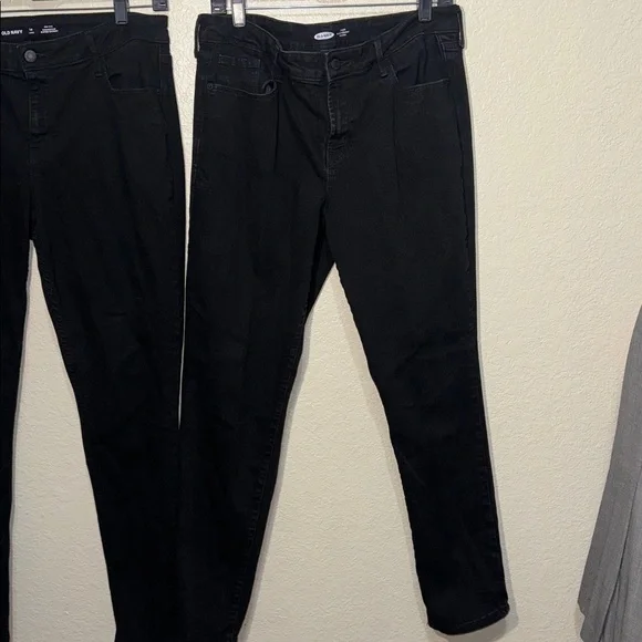 Old Navy Black Jeans Bundle 2 Pairs Women’s 14 Long Mid Rise Rockstar & Straight - Picture 4 of 9